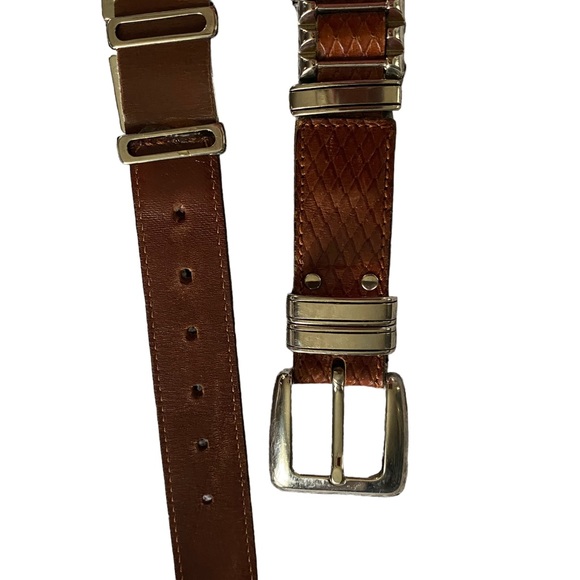 Italian designer Nanni leather and brass belt - Picture 7 of 10